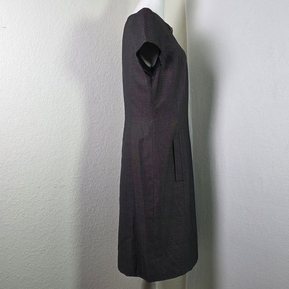 Escada Black Wool Silk Blend Dress Size 38 (US 8) – Tailored Short Sleeve Sheath - Picture 3 of 14